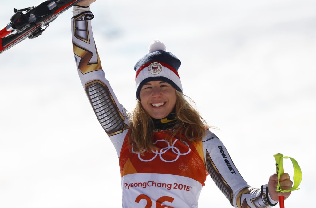 Ester Ledecka shocks crowd, herself in gold medal Super-G run - AOL News