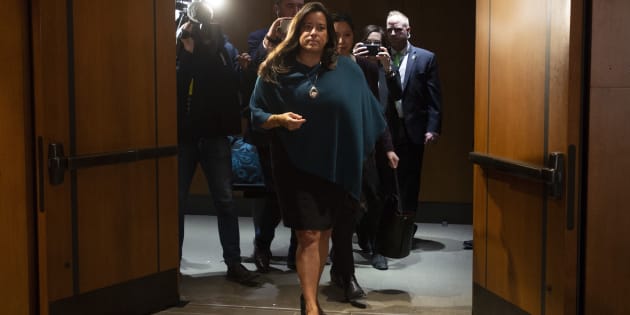 Jody Wilson-Raybould leaves a justice committee meeting in Ottawa on Feb. 27, 2019.