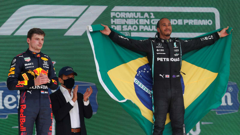 Hamilton shocks Verstappen to win Brazilian Grand Prix