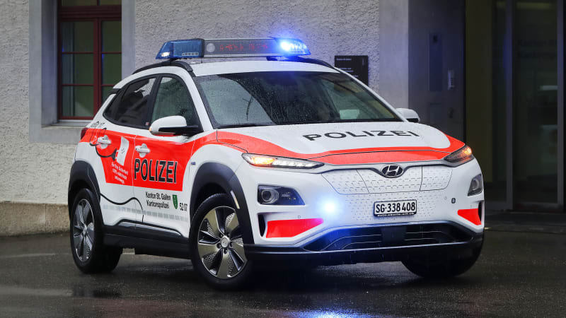 2019 Hyundai Kona Electric police cars now in use by Swiss police - Autoblog