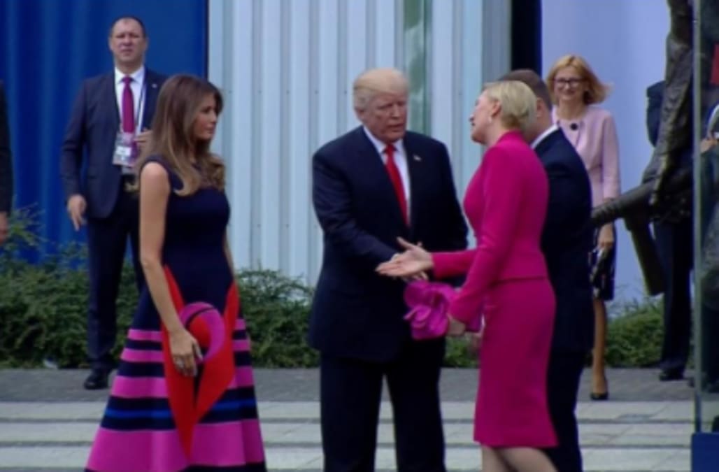Image result for trump handshake with poland first lady