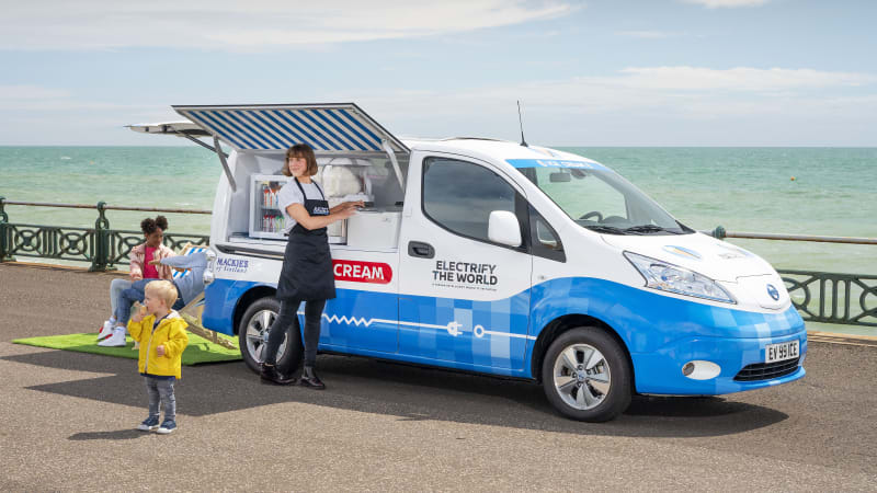 photo of Nissan e-NV300 turned into an environmentally friendly ice cream van image