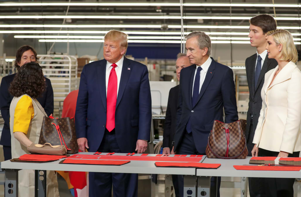Trump visits Louis Vuitton factory in Texas before campaign rally