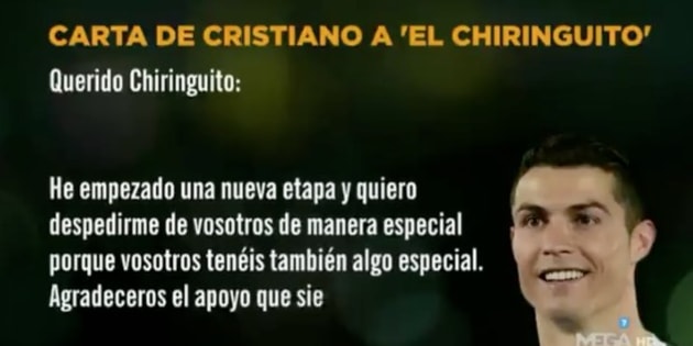La carta de Ronaldo a 'El Chiringuito de Jugones' que da 