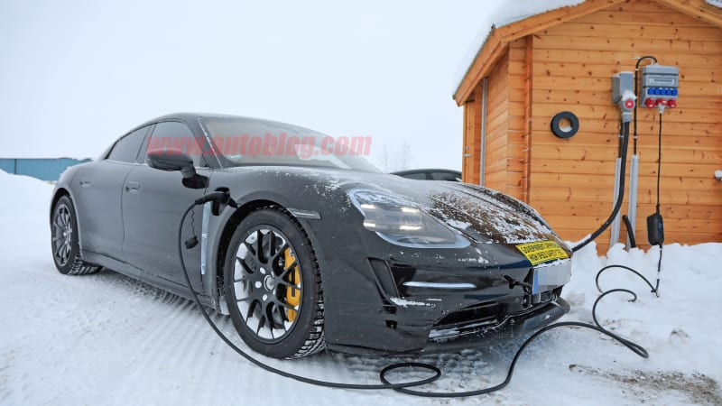 photo of Porsche Taycan spied up-close with detailed shots in Arctic Circle testing image