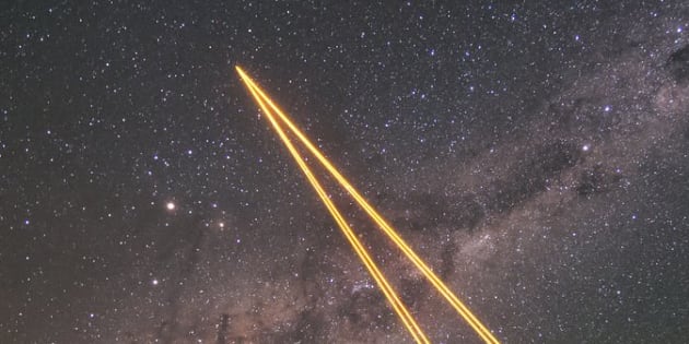 Le message d'Arecibo a été envoyé il y a 44 ans (photo d'illustration : les lasers du Très Grand Télescope de l'ESO)