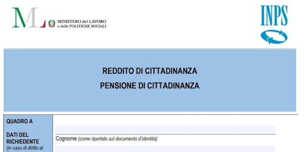 Il modulo per richiedere il reddito di cittadinanza. Da oggi è disponibile sul sito dell’Inps