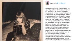 Taylor Swift exprime pour la première fois ses opinions politiques (et ce n'est pas