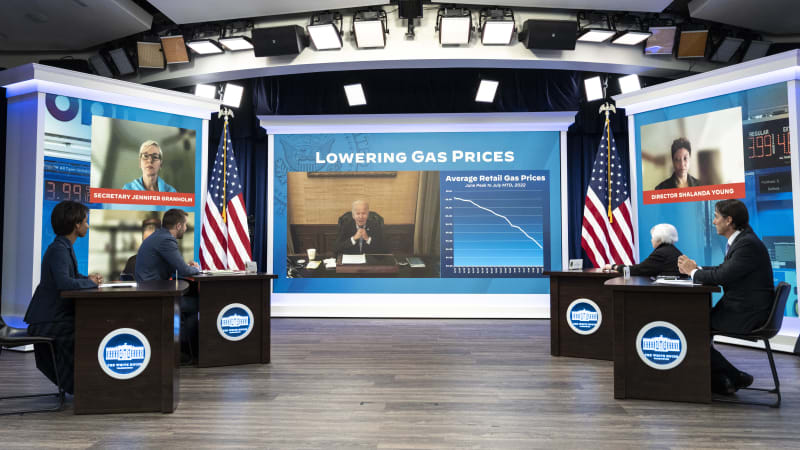 Gas prices are ‘still too high’ despite recent drop, says Biden