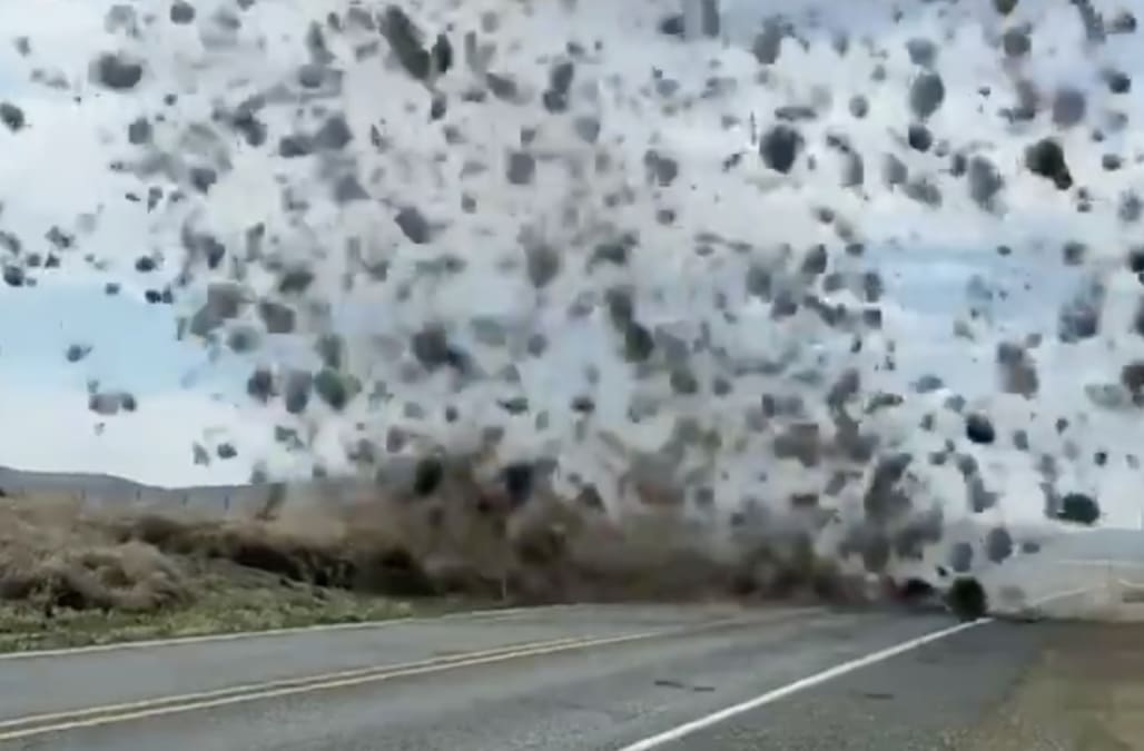 Washington man gets caught in a 'tumbleweed tornado': video