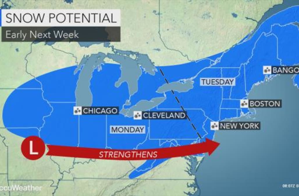 Nor'easter May Bury Mid-atlantic, New England With Heavy Snow Next Week