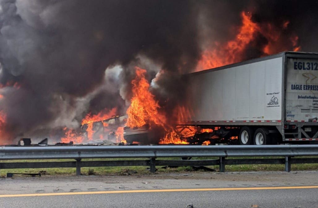 7 people killed after fiery crash, fuel spill on Florida freeway