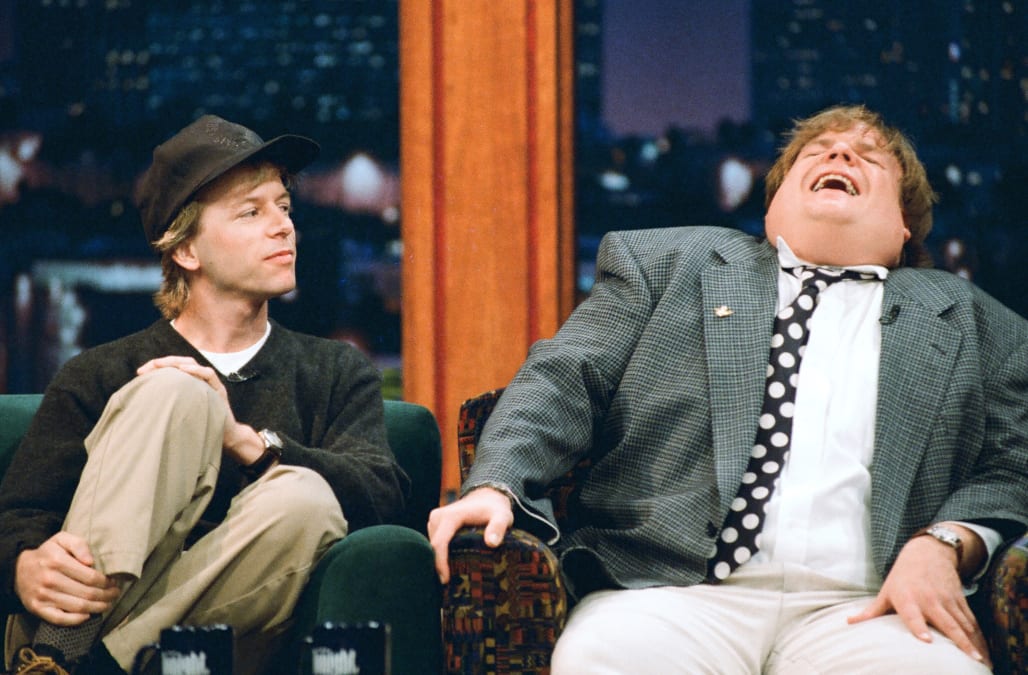 David Spade takes us back to the origins of Chris Farley's 'Fat guy in ...