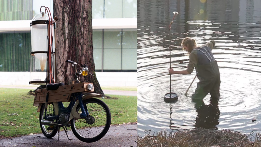 Dutch artist’s DIY motorcycle runs on swamp gas he collects himself