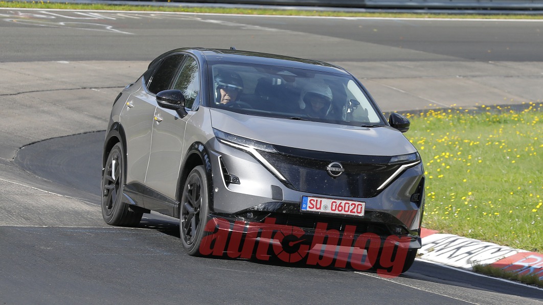 Spy photos capture sporty Nissan Ariya EV prototype testing at the 'Ring - Autoblog