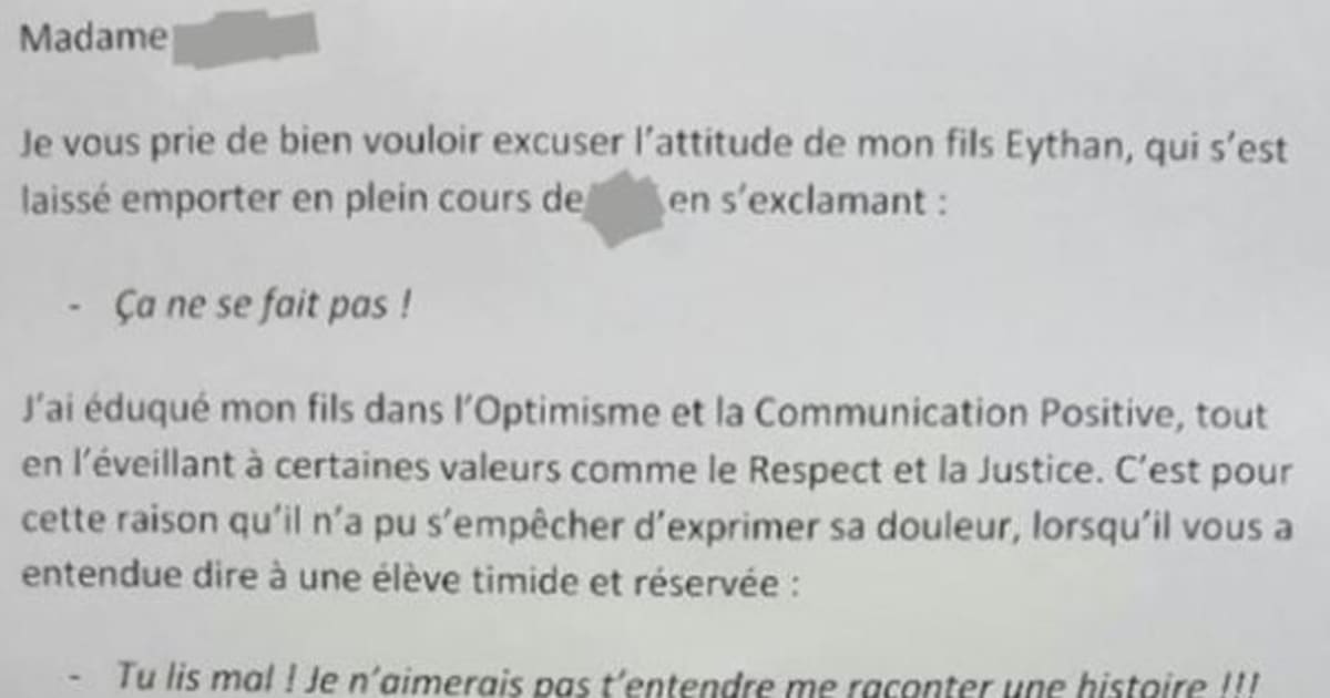 Ce père a proposé de faire l'heure de colle reçue par son fils