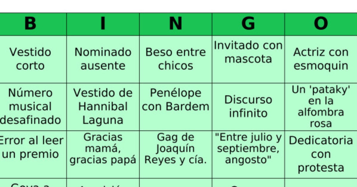 El Bingo de los Goya 2015: imprímelo y juega con tus 