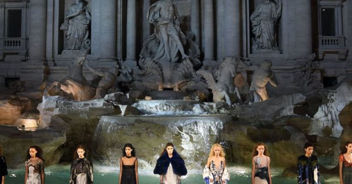Fendi Models Walked On Top Of Rome's Trevi Fountain Last Night