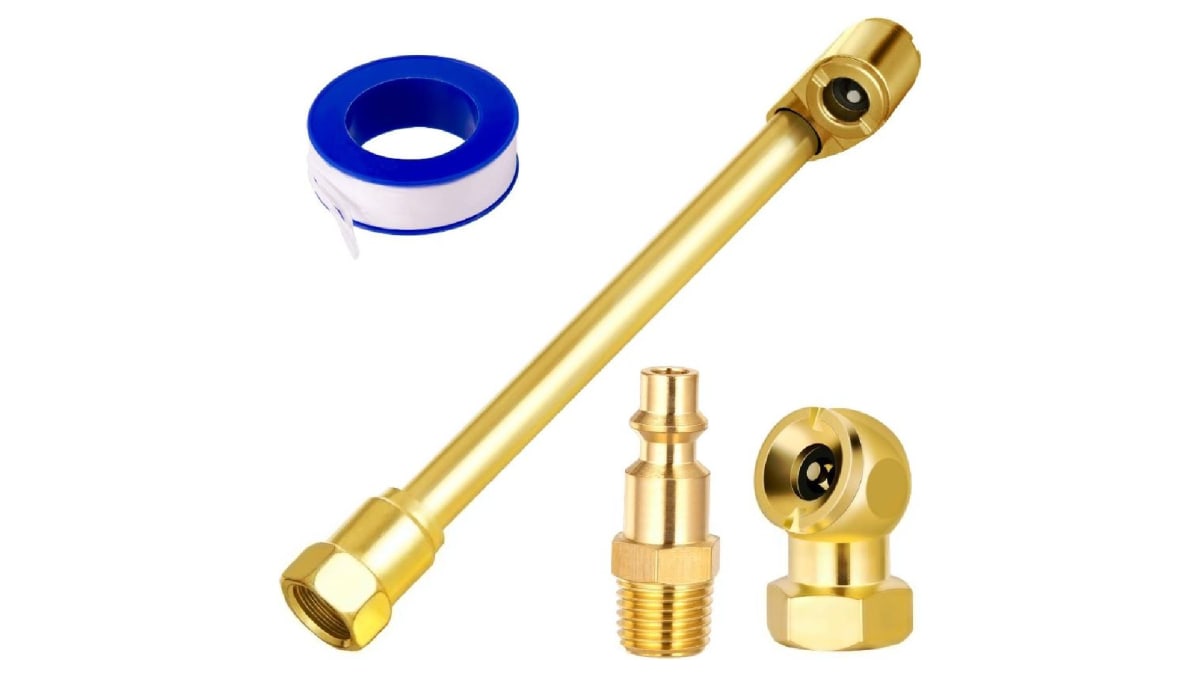 6mm Jessonwell 2 PCS Tire Air Chucks with Clip Brass Tire Inflator Lock on Air Chuck with Barb Connector for Tire Inflator 