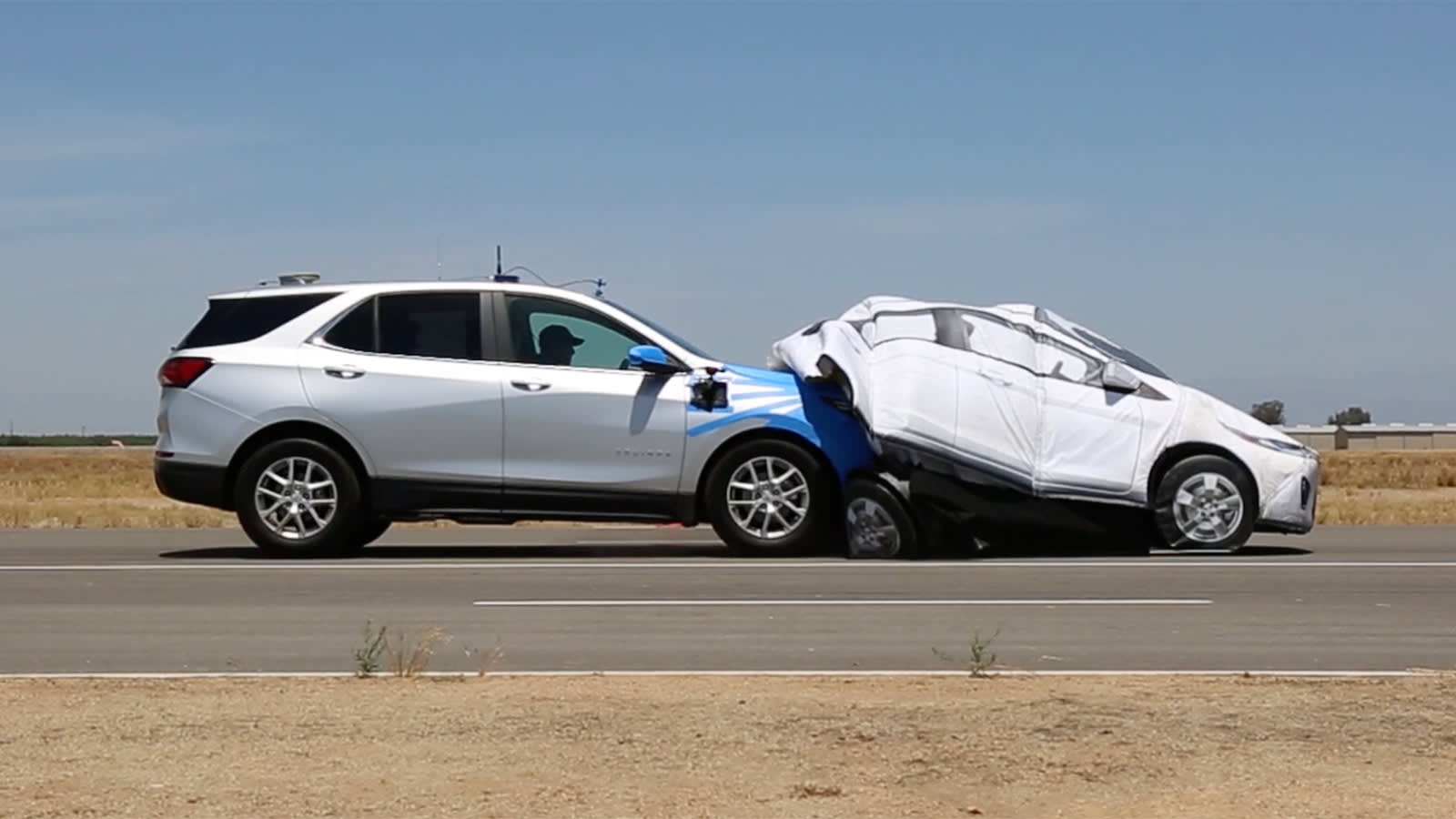 2022 Chevy Equinox has a rear-end collision with a dummy car