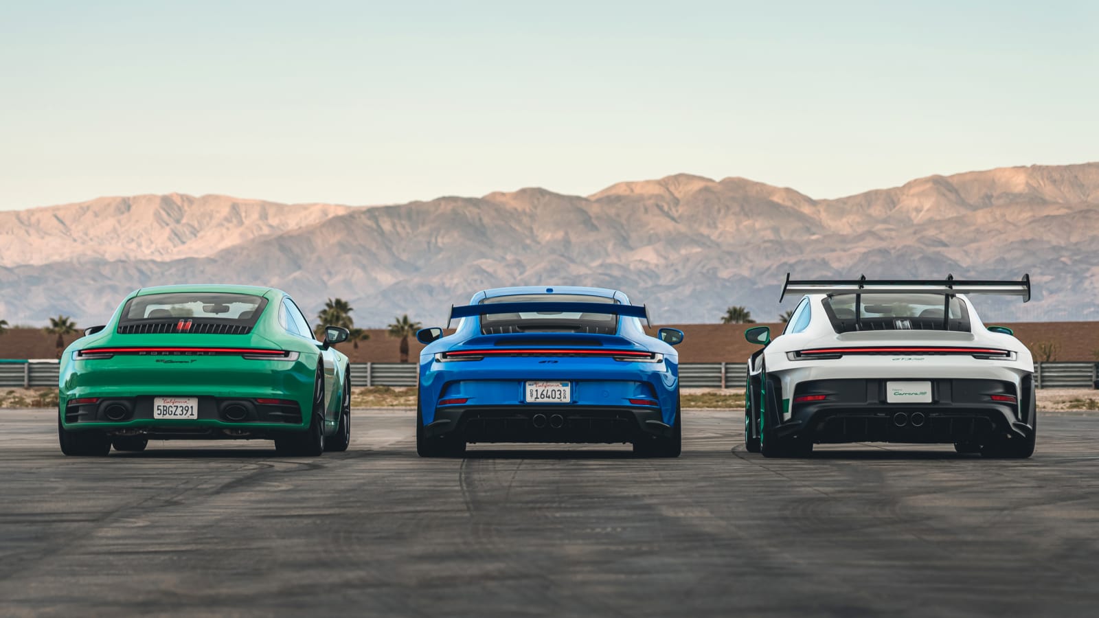 2023 Porsche GT3 RS with Carrera T left and GT3 middle