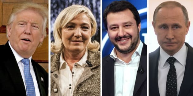 Risultati immagini per Le Pen, Orban, Farage e il nostro Matteo Salvini.