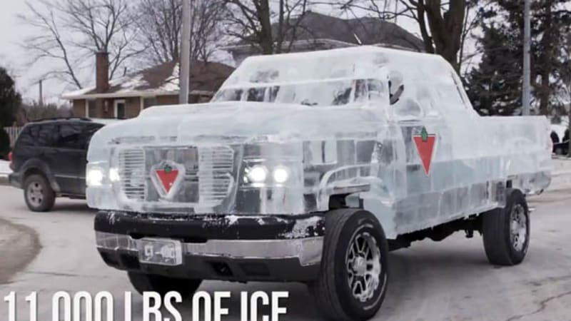 Forget Ice Road Truckers, watch this truck made of ice hit the road