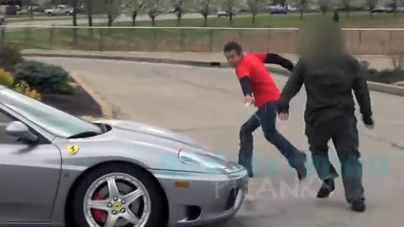 Pranked angry Ferrari owner says urine trouble now, man!
