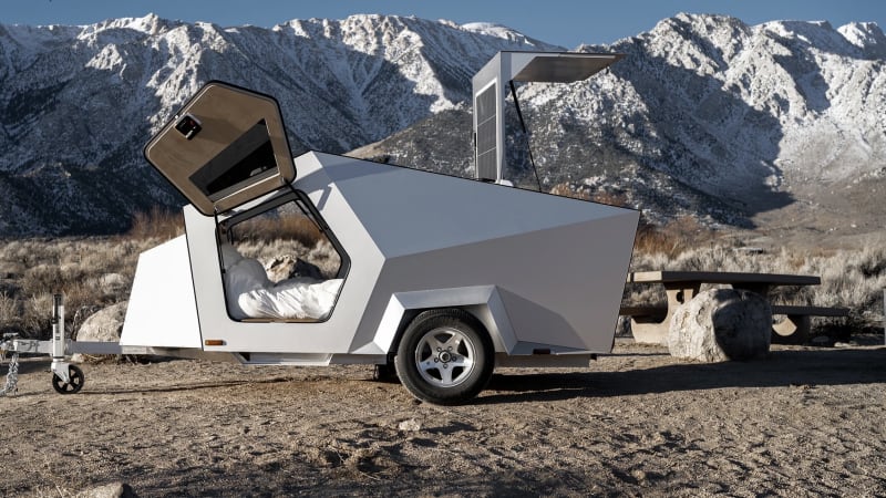 photo of Polydrops' new EV camping trailer boasts a big battery, solar panels and Cybertruck style image