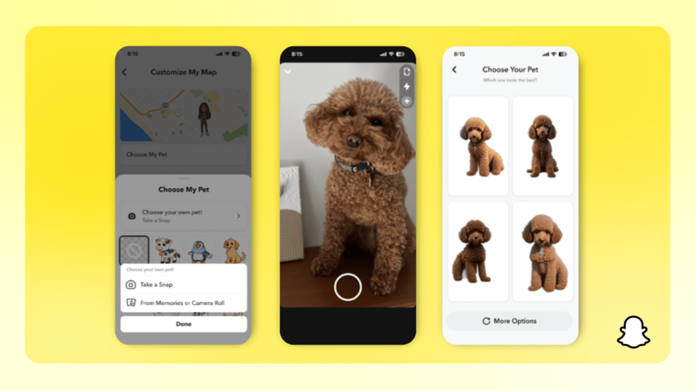 Snapchat's latest paid perk is an AI Bitmoji of your pet
