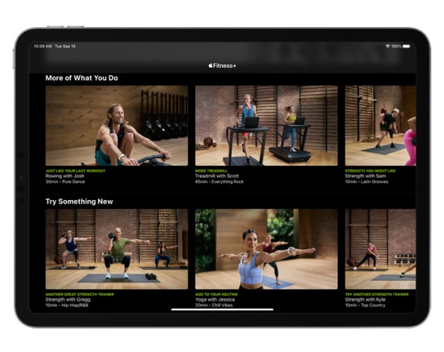 Apple's new Fitness + subscription displayed on an iPad.