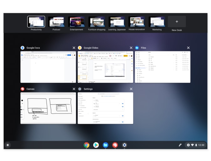 Chrome OS 10th birthday update images support up to eight desktops and a new overview mode