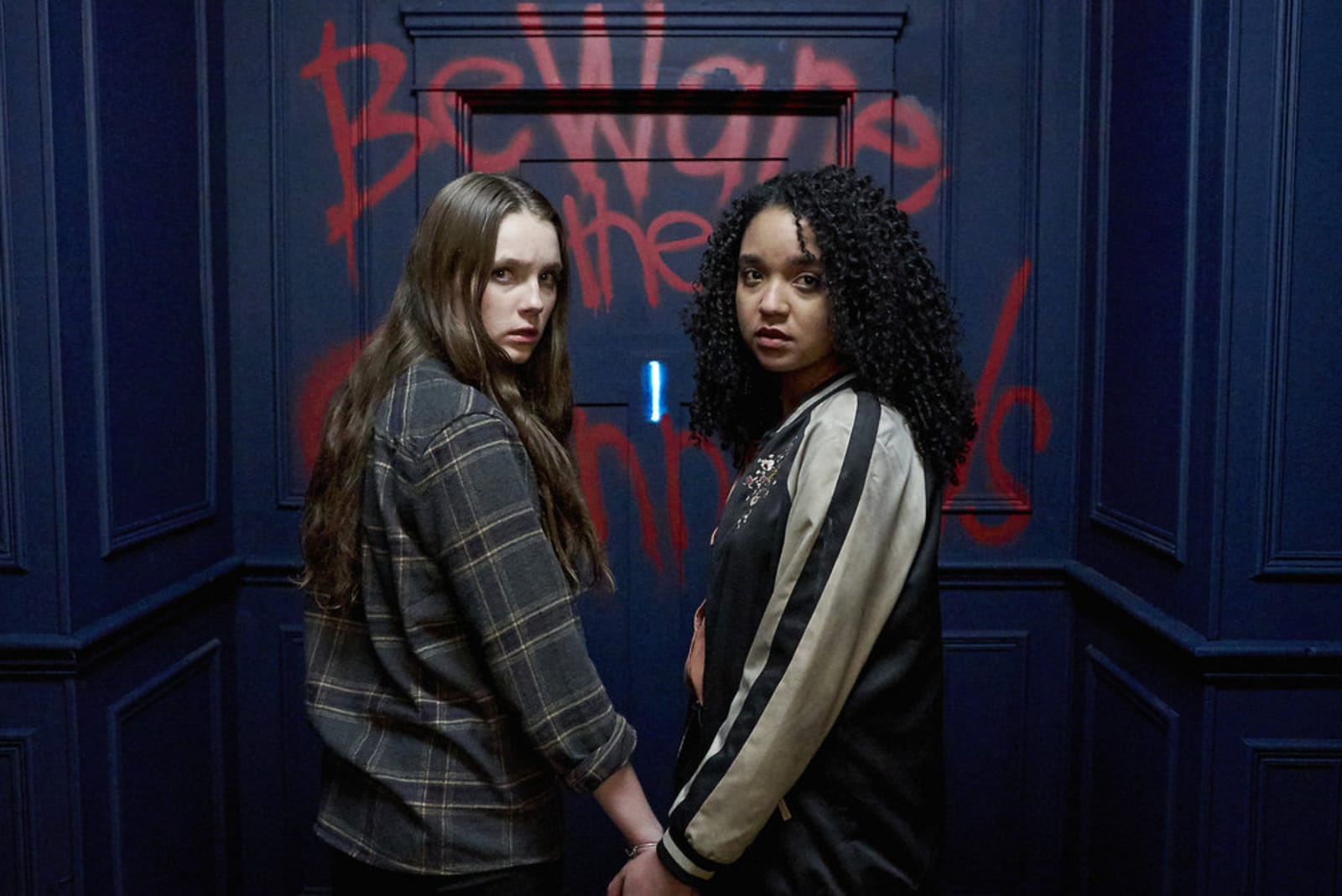CHANNEL ZERO: NO END HOUSE -- "The Exit" Episode 110 -- Pictured: (l-r) Amy Forsyth as Margot, Aisha Dee as Jules -- (Photo by: Allen Fraser/Syfy)
