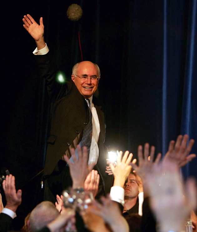 Prime minster John Howard, pictured here on election night, October 9, 2004.