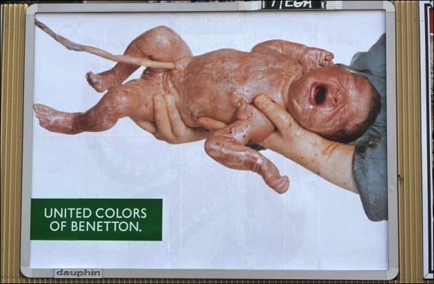 Bebé recién nacido, anuncio publicitario de Benetton, 1991