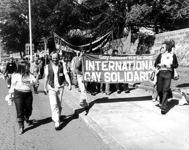 Gay solidarity supporters protest on Oxford Street Paddington eventually arrested in Taylor Square. August 27, 1978.