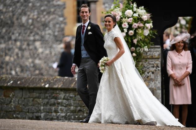 Pippa Middleton and husband James Matthews following their wedding ceremony at St Mark's Church in Englefield, U.K.