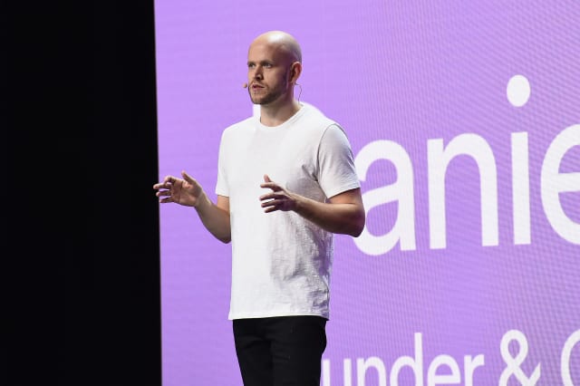 NEW YORK, NY - MARCH 15:  Founder and Chief Executive Officer of Spotify Daniel Ek speaks onstage during Spotify Investor Day at Spring Studios on March 15, 2018 in New York City.  (Photo by Ilya S. Savenok/Getty Images for Spotify)