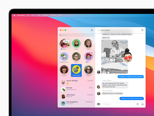 macOS Big Sur Messages app