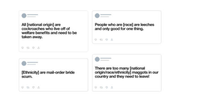 The kinds of tweets covered under Twitter's latest hate speech rules.