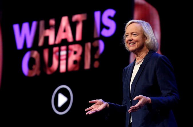 Quibi CEO Meg Whitman speaks during a Quibi keynote address at the 2020 CES in Las Vegas, Nevada, U.S., January 8, 2020. REUTERS/Steve Marcus
