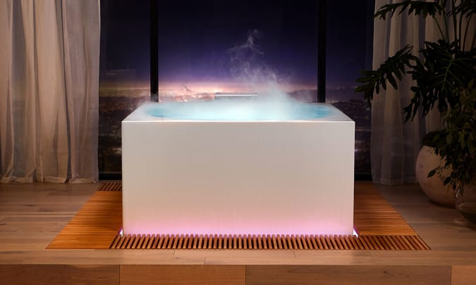 Kohler Stillness Bath looks like an indoor hot tub.