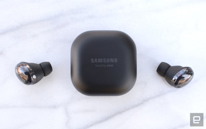 The Galaxy Buds Pro are Samsung’s most complete set of true wireless earbuds yet. Unfortunately, they’re also the most expensive. The sound quality is the best of any Galaxy Buds device thus far and truly effective ANC works well. Features like hands-free Bixby, automatically switching to ambient sound when you speak and wireless charging round out a compelling package.