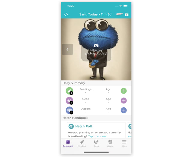 Screenshots of the Hatch Baby Grow mobile app.