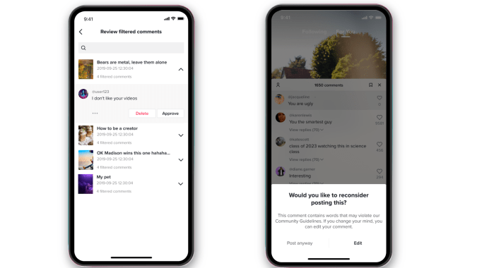 TikTok's new anti-bullying features give users more control of their comments. 