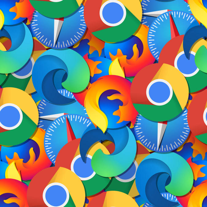 Edge, Chrome, Safari 및 Firefox 브라우저와 원활한 패턴.  작은 아이콘으로 변형.