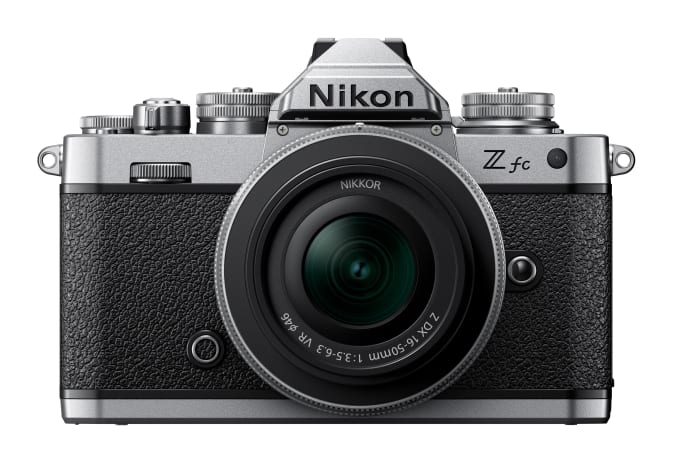 The Nikon Z FC camera seen from caput  on.