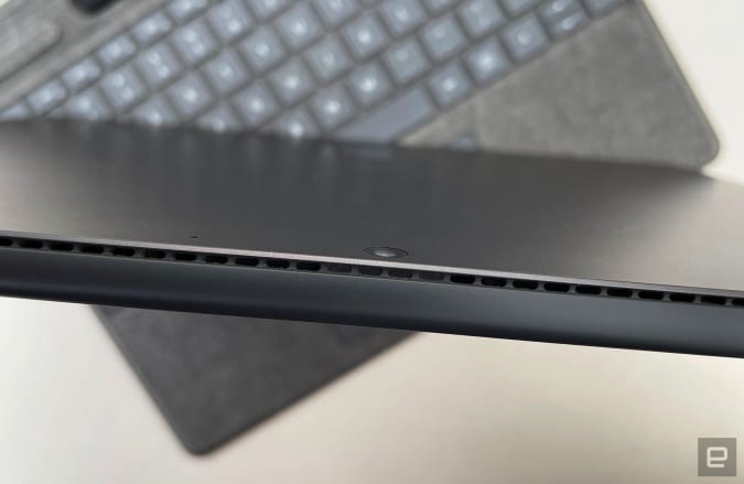 A close-up of the vents on Microsoft's Surface Pro 8.