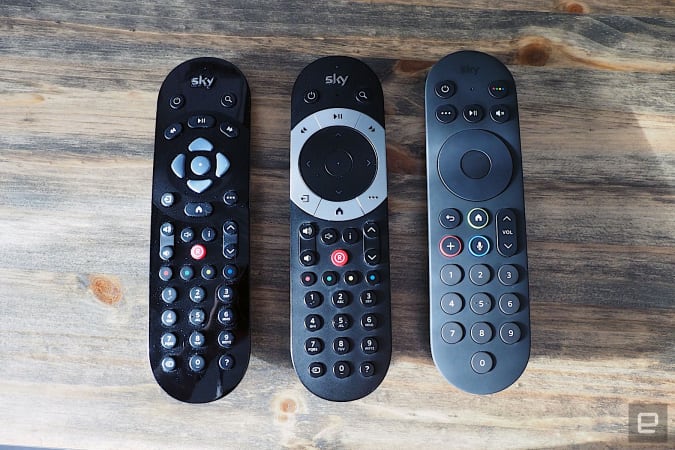 A trio of Sky Remotes (Sorry I couldn't find the original Q remote in my cupboard to round out the lineup)
