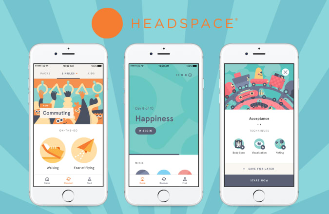 The Headspace app seen on smartphones.